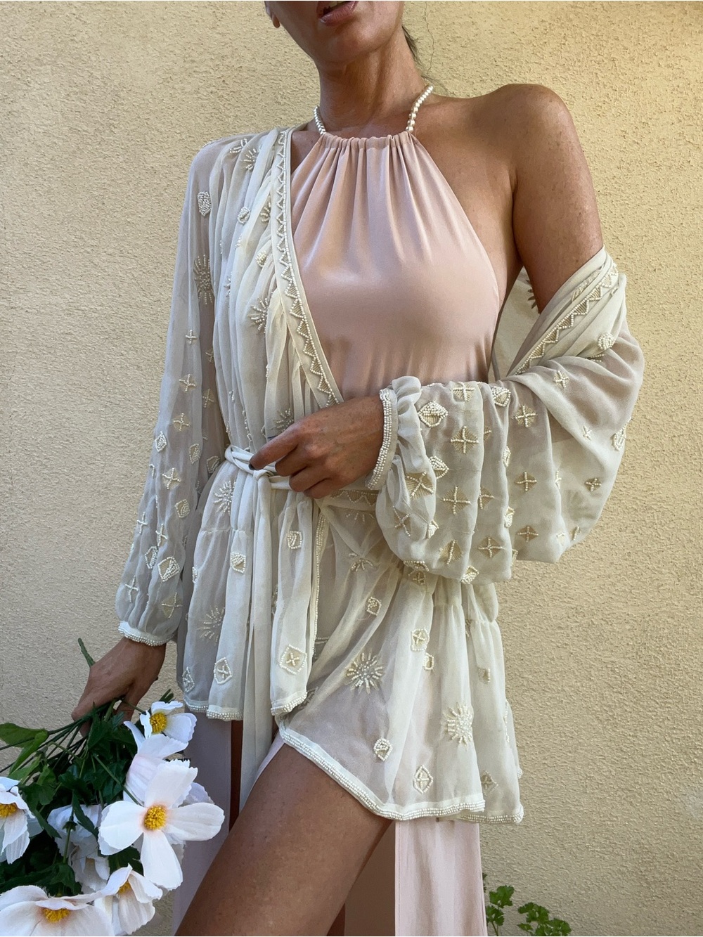STONE COLD FOX SILK & PEARL GOWN WEDDING GUEST FORMAL KATIE MAY AMANDA UPRICHARD